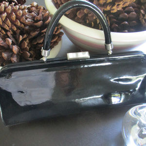 Nichole Miller, Black Patent Handbag, Top Handle
